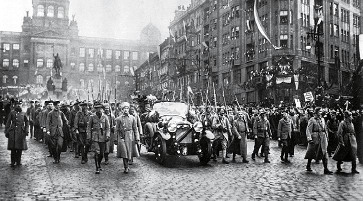 Legionáři s Masarykem v Praze, 21.12.1918