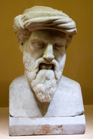 Pythagoras, busta v Římě z 2.-1. stol. před Kristem, kopie podle řecké předlohy