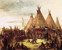 Indiáni a týpí, George Catlin (1796-1872)