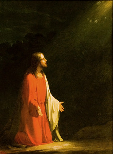 Ježíš se modlí v Getsemanské zahradě