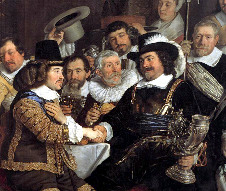 Hostina po uzavření Münsterské dohody v roce 1648. Vytvořil holandský malíř Bartholomeus van der Helst (1613-1670)